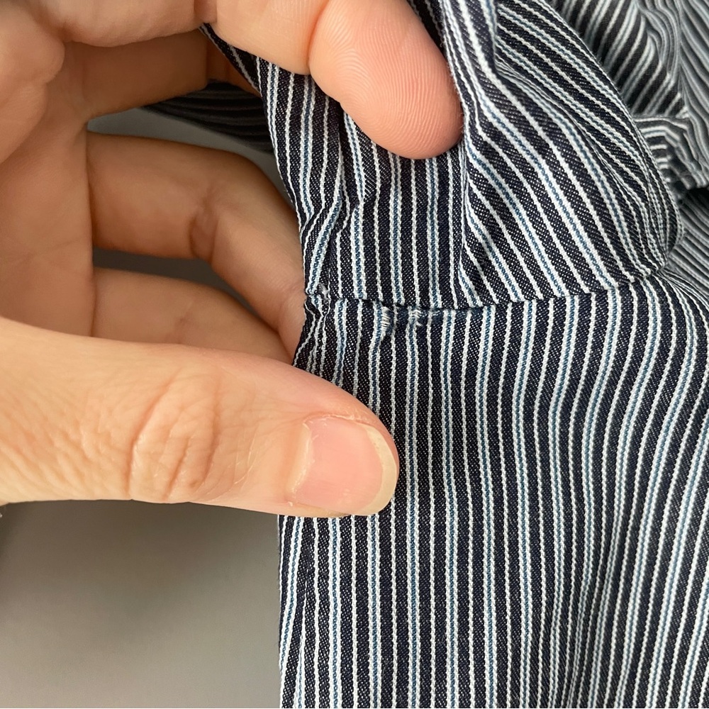 SOLD A.P.C. Striped Ruffle Popover Blouse Size 42 US 8/10 - Picture 6 of 8